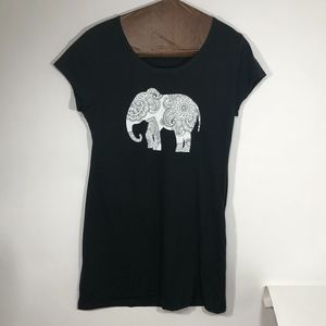 100% Cotton Black with White Elephant Size XL Dres